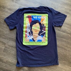 US Open 2023 official unisex tshirt adult blue tee tennis Billie jean king art